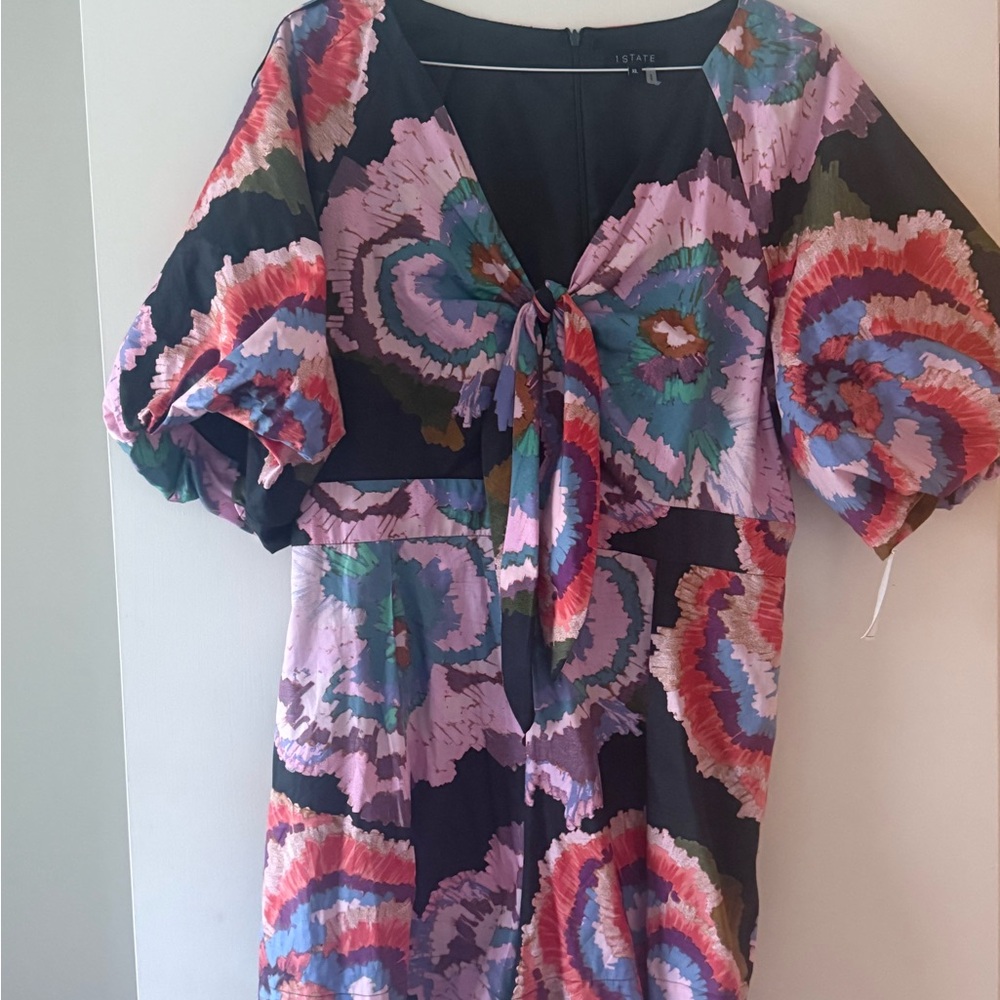 INC International Concepts Pink and Red Puff Sleeve Blouse